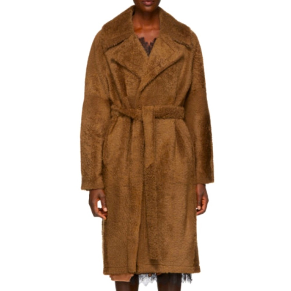Helmut Lang belted shearling coat